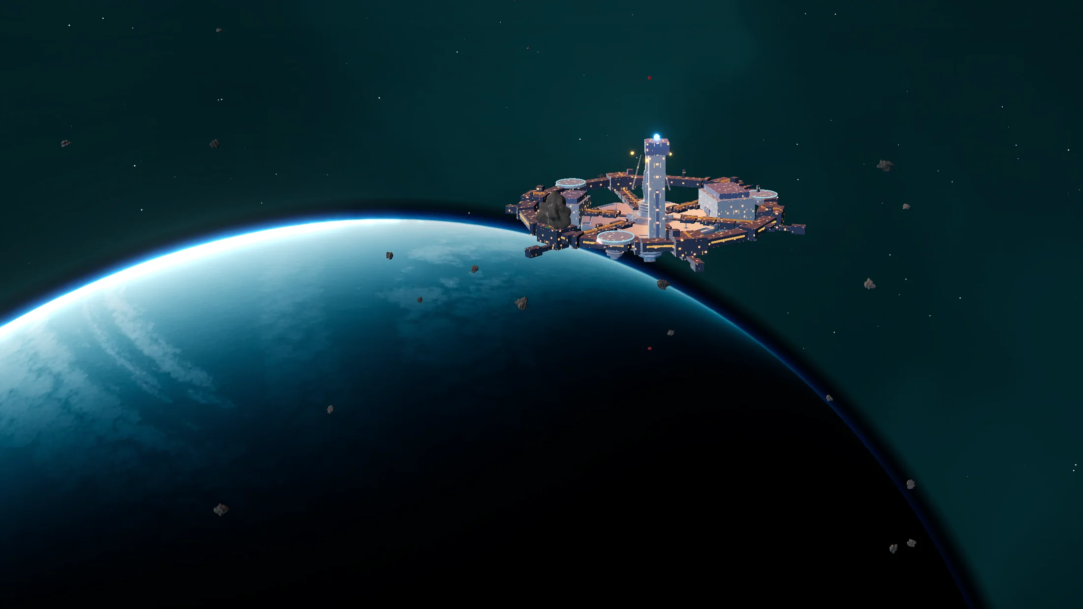 hoshi9 orbital base above a planet